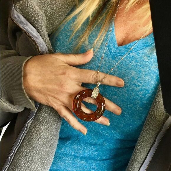 Austrian crystal Lucite Long Silver Necklace - Picture 1 of 6